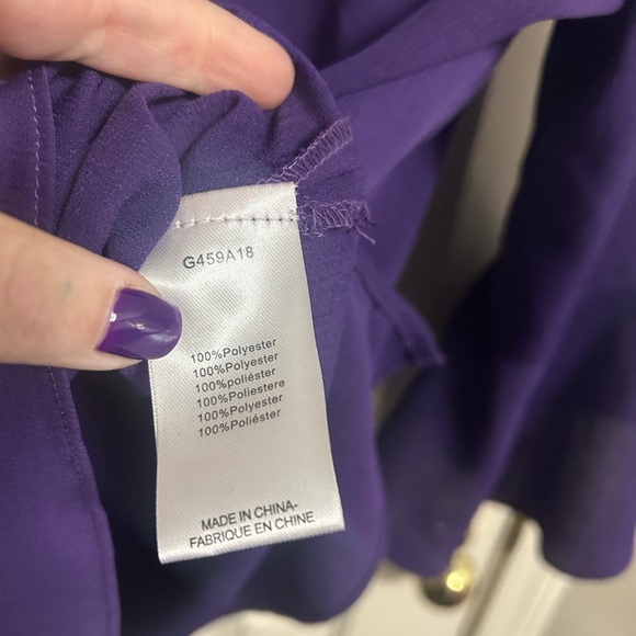 Molly Bracken Gorgeous Ruffle Collar & Sleeve Purple Blouse Size Large - Picture 5 of 6